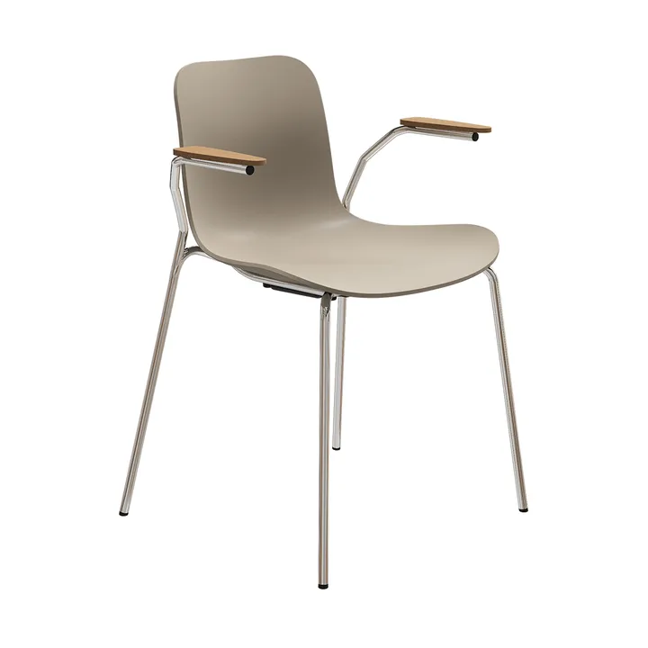 Langue アームチェア アーム付き - Warm grey-chromed frame, armrests light smoke - NORR11