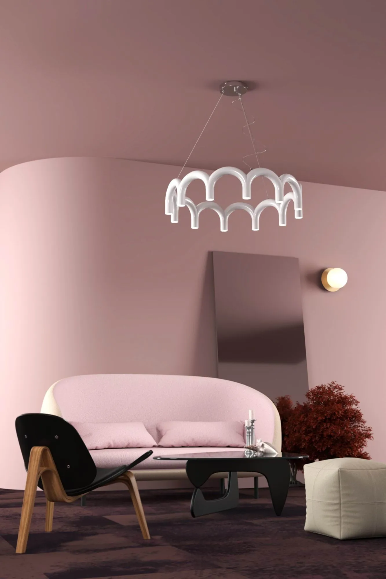 Arch サークル ペンダントランプ, White, Ø98 cm Oblure