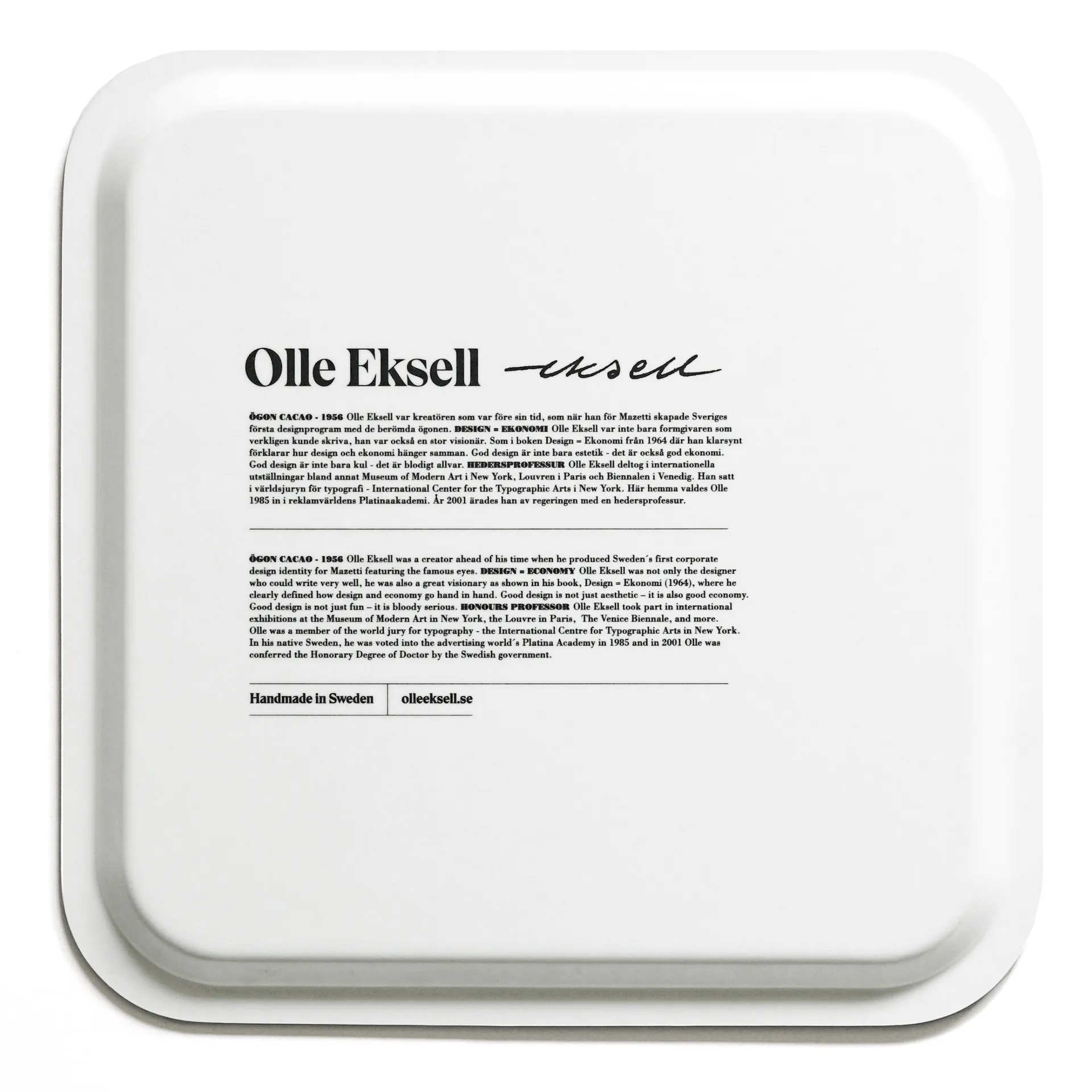 Ögon トレイ 32x32 cm, Black Olle Eksell | オーレ エクセル