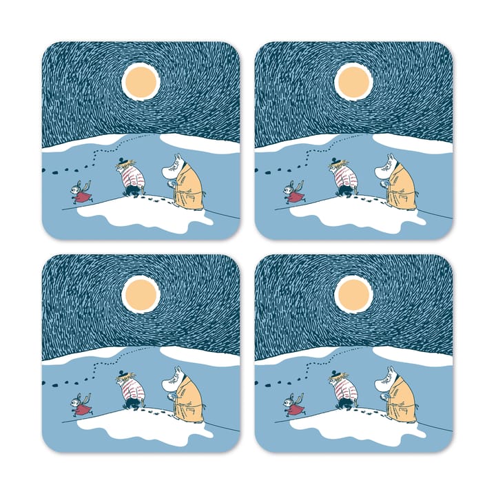 Snow moonlight コースター winter 2021 4パック - 9x9 cm - Opto Design | オプトデザイン