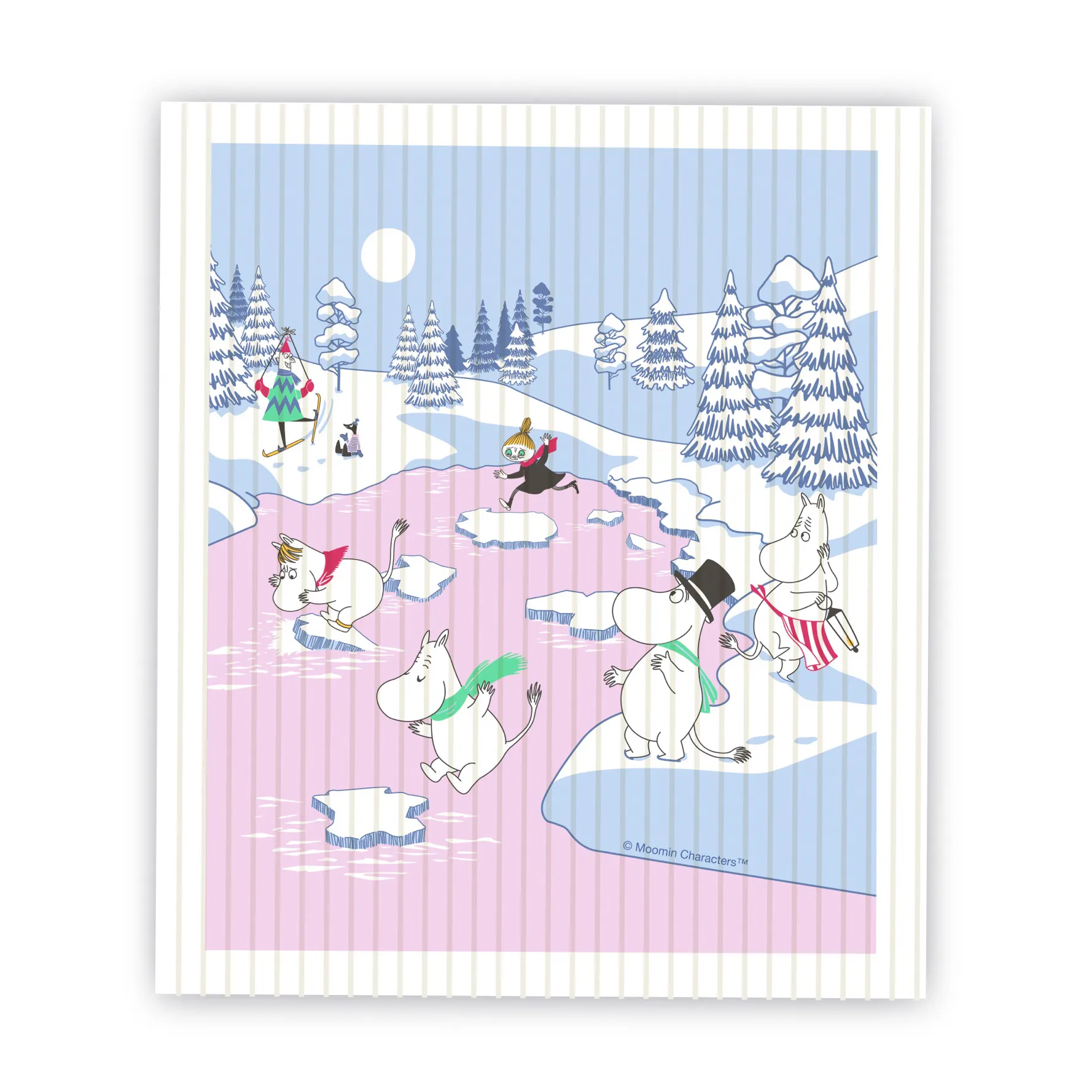 ムーミン ディッシュクロス winter 2022 14.5x17 cm, Blue-white-pink Opto Design | オプトデザイン