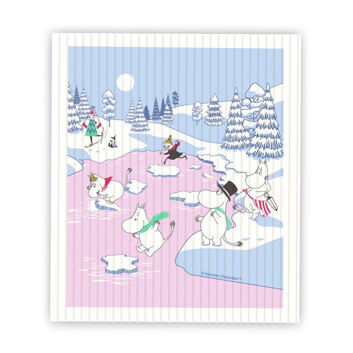 ムーミン ディッシュクロス winter 2022 14.5x17 cm - Blue-white-pink - Opto Design | オプトデザイン