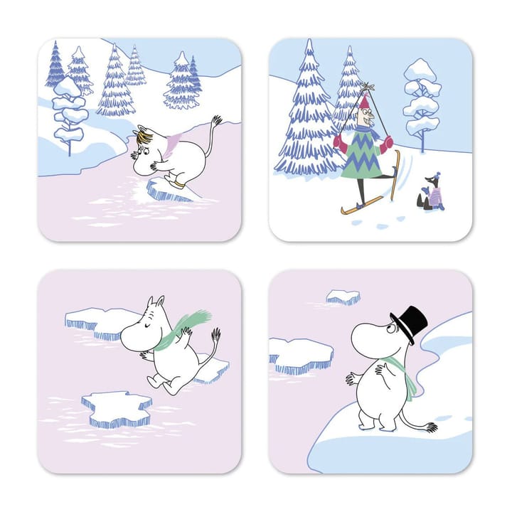 ムーミン コースター winter 2022 9x9 cm 4パック - Blue-white-pink - Opto Design | オプトデザイン