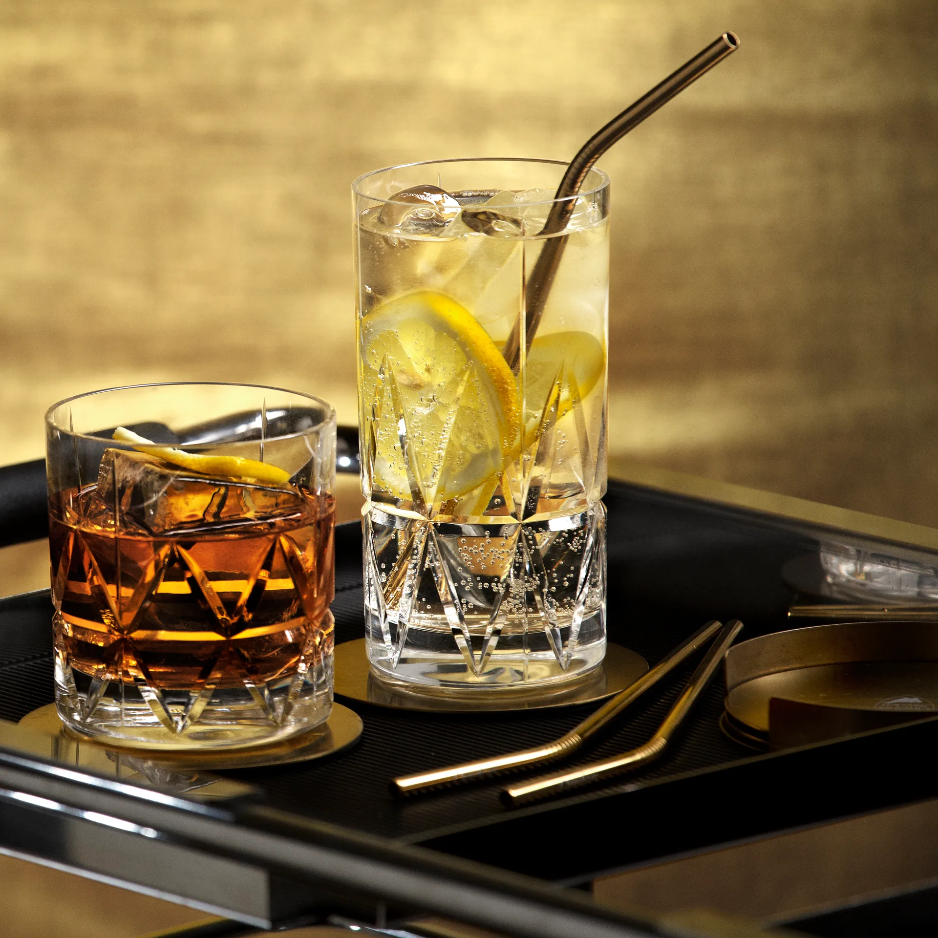 Peak コースター ホルダー付き 4パック, Brass Orrefors | オレフォス