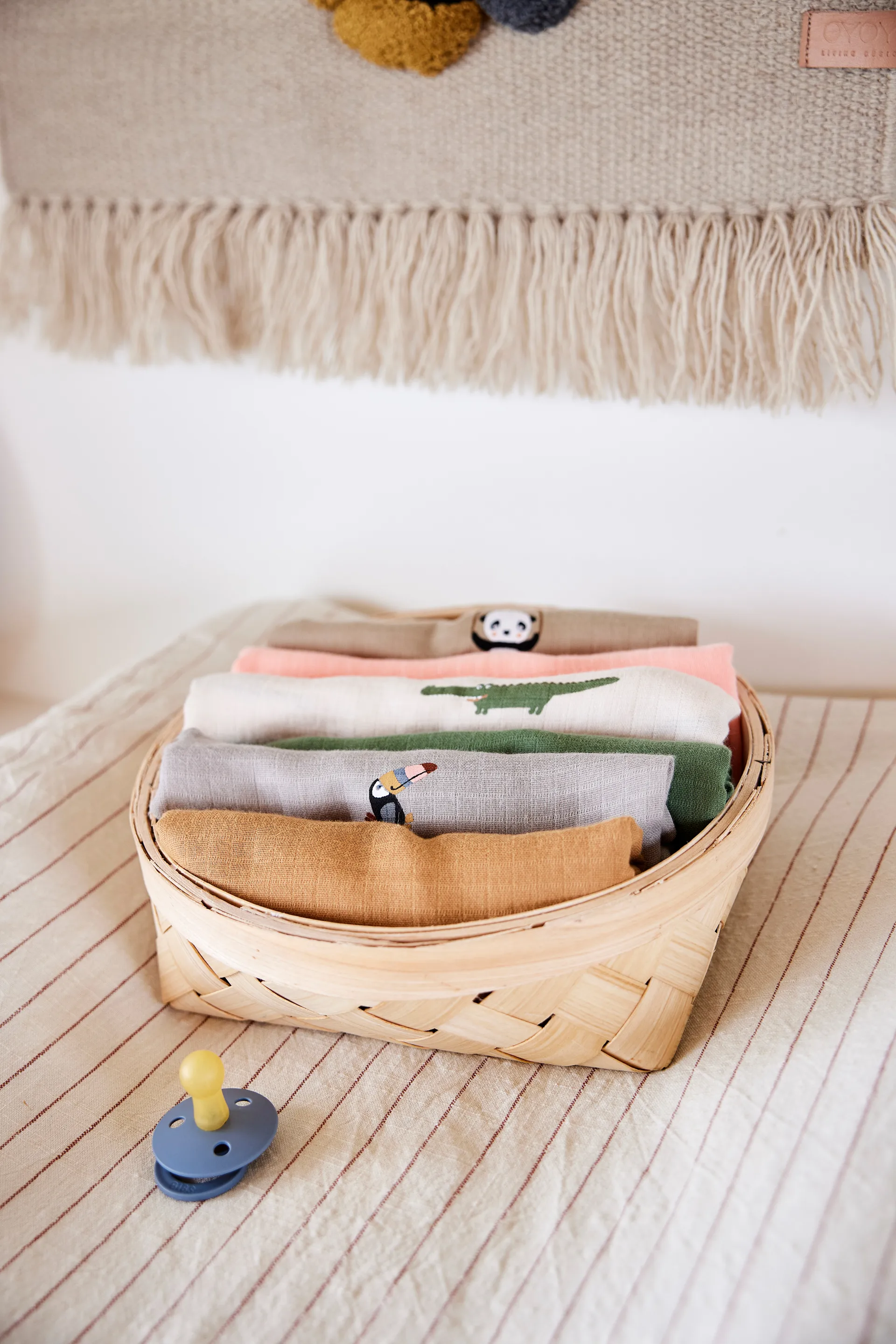 Crocodile キッズ用ブランケット 2枚セット, Beige-olive green OYOY | オイオイ