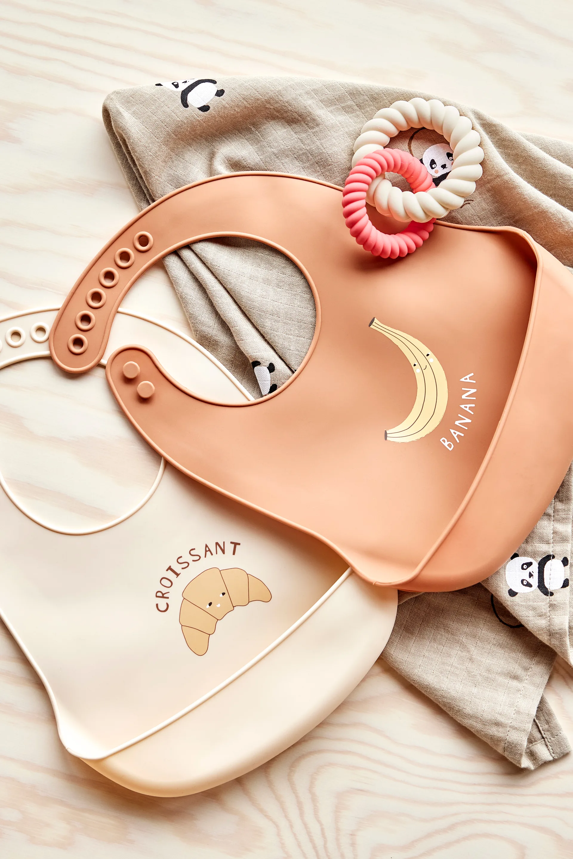 Panda キッズ用ブランケット 2枚セット, Khaki-rose OYOY | オイオイ