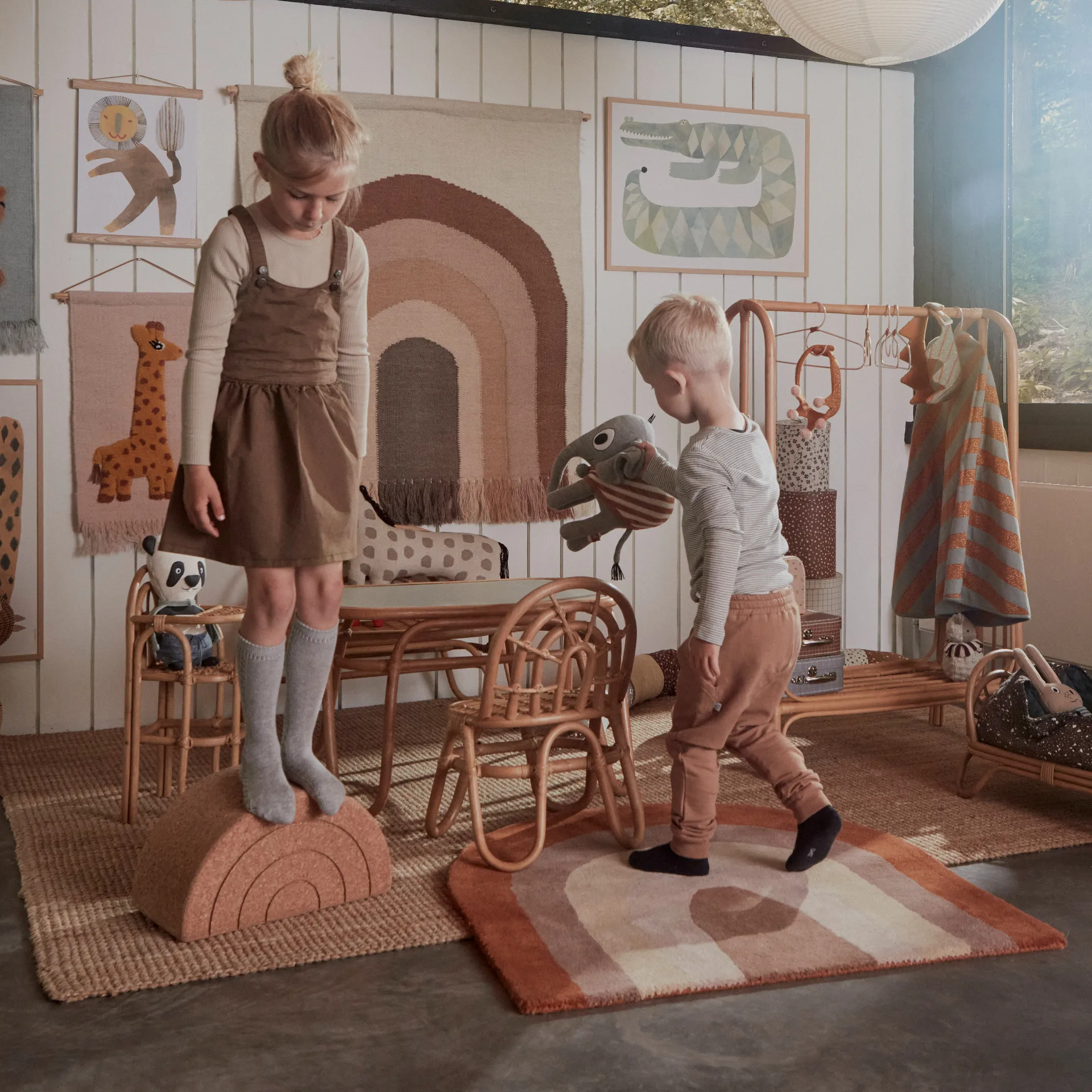 Rainbow barnラグ  88x90 cm, choko OYOY | オイオイ