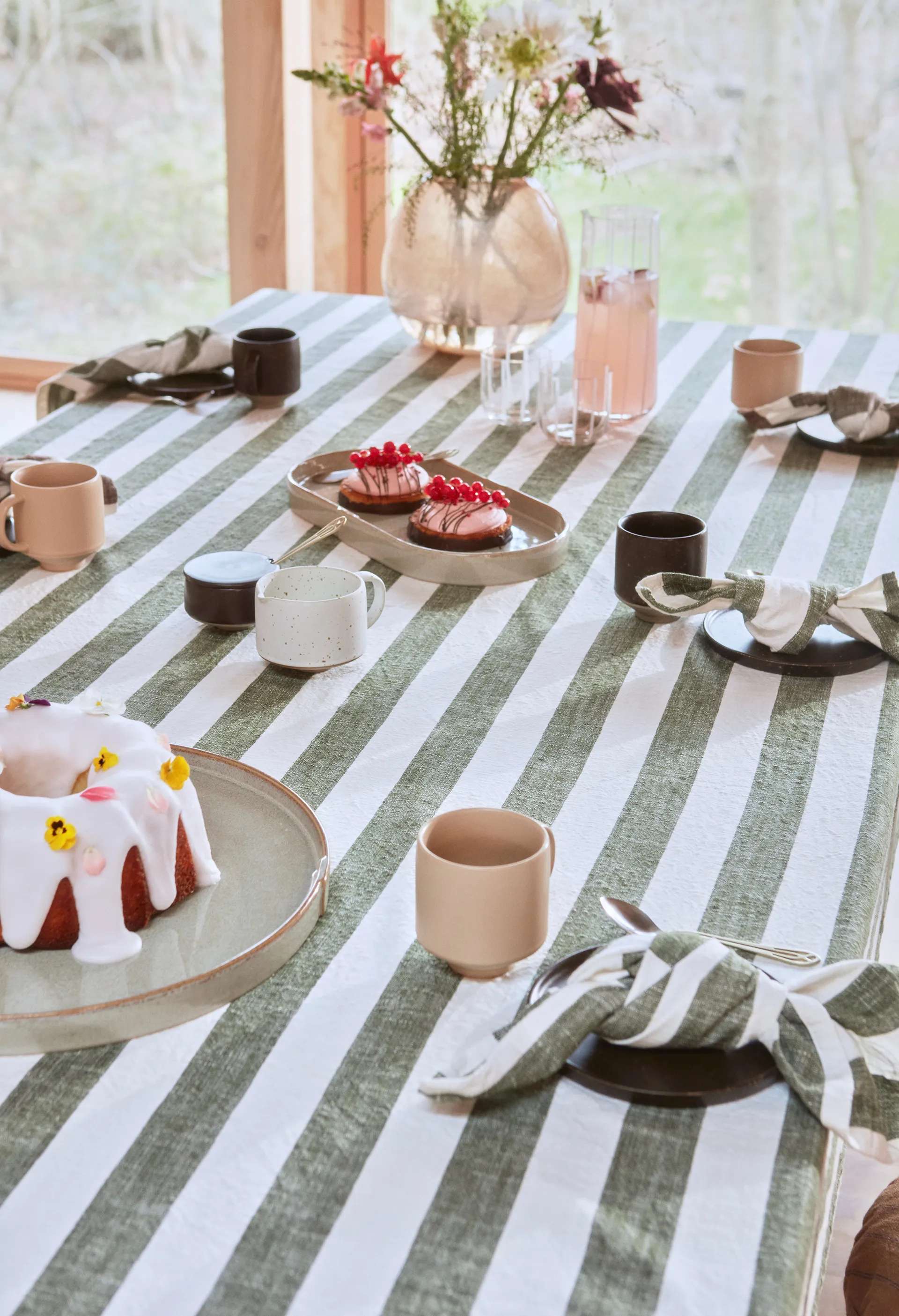 Stripe ナプキン 45x45 cm 2パック, Olive OYOY | オイオイ