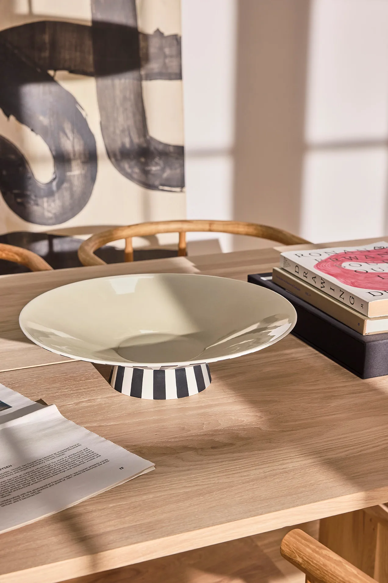 Toppu センターピース low Ø39x10,5 cm, Vanilla-black-white OYOY | オイオイ