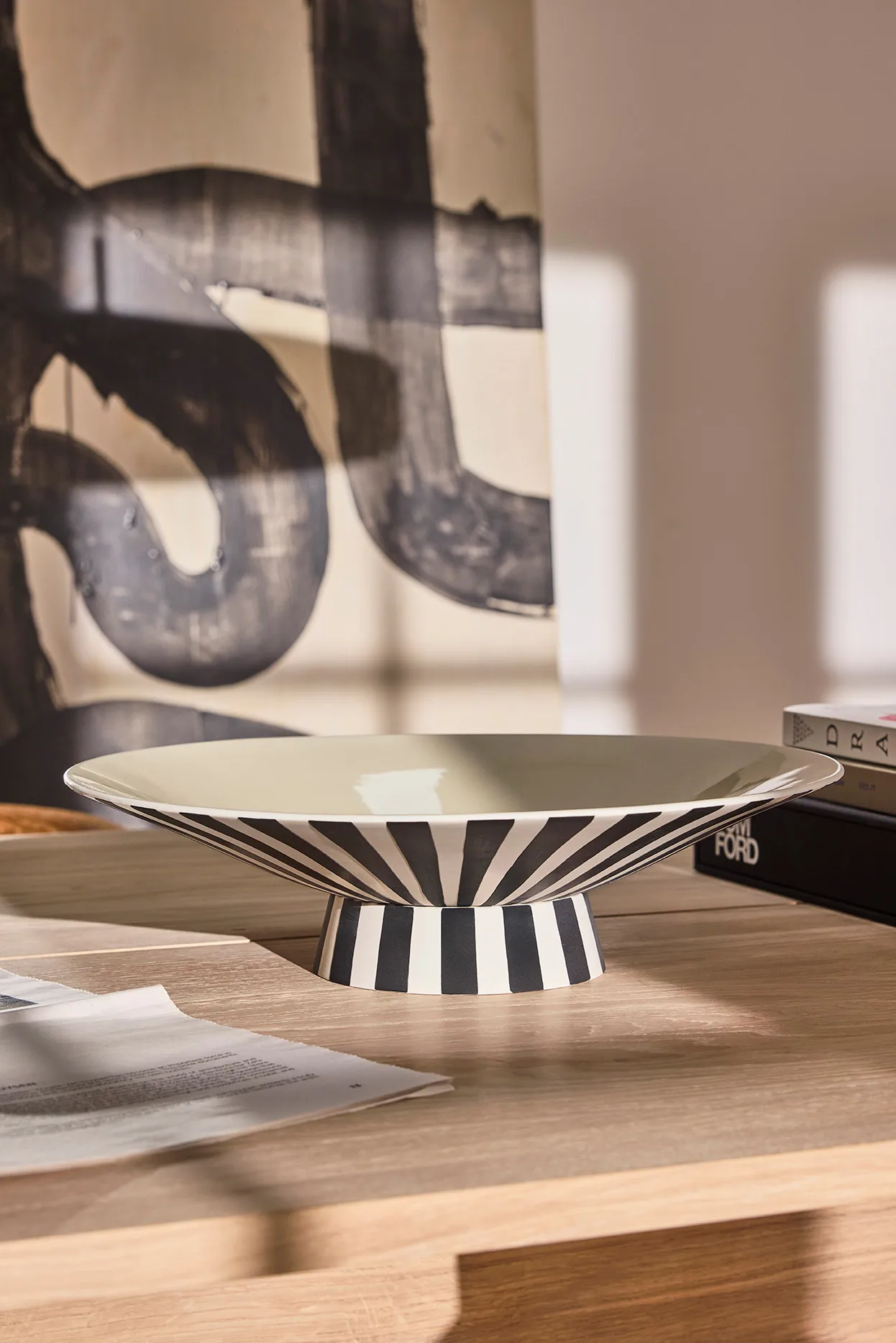 Toppu センターピース low Ø39x10,5 cm, Vanilla-black-white OYOY | オイオイ