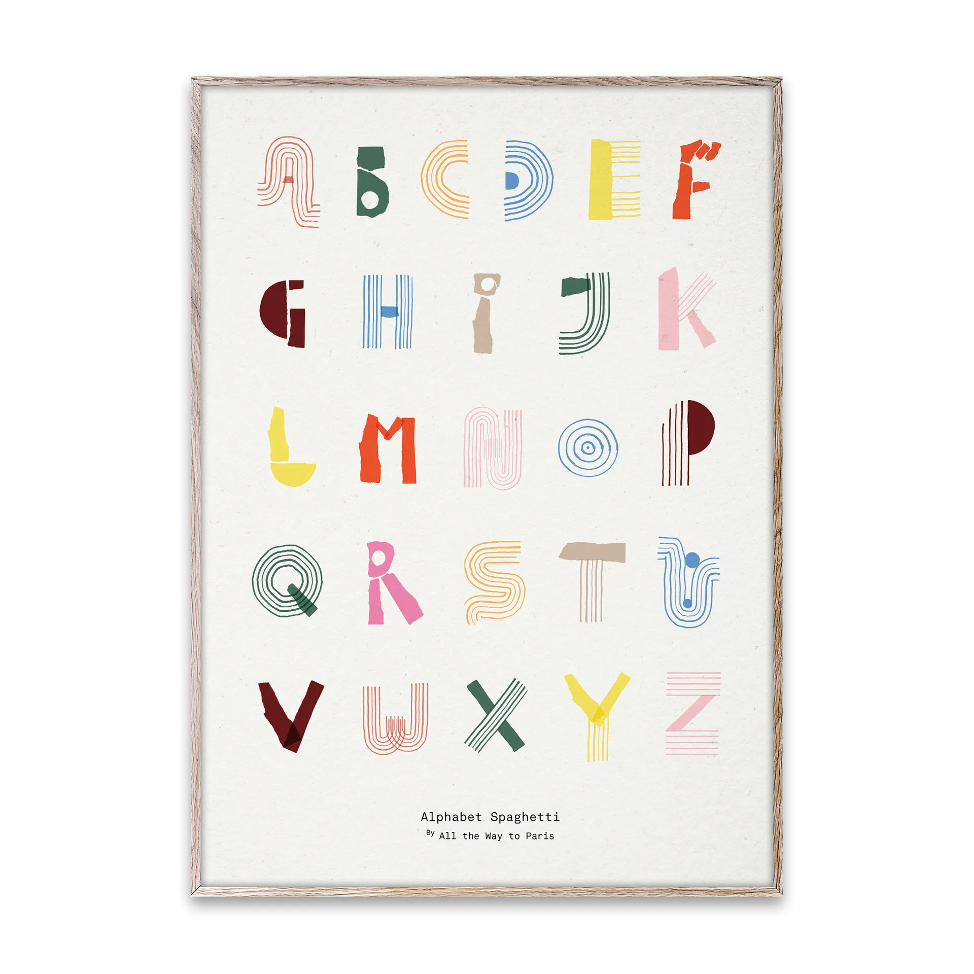 Alphabet Spaghetti ENG マルチカラーポスター, 50x70 cm Paper Collective | ペーパーコレクティブ