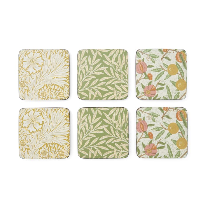 Morris & Co Simpley ミックスグラスコースター 6枚 - Fruit, Willow, Marigold - Pimpernel | ピンパーネル