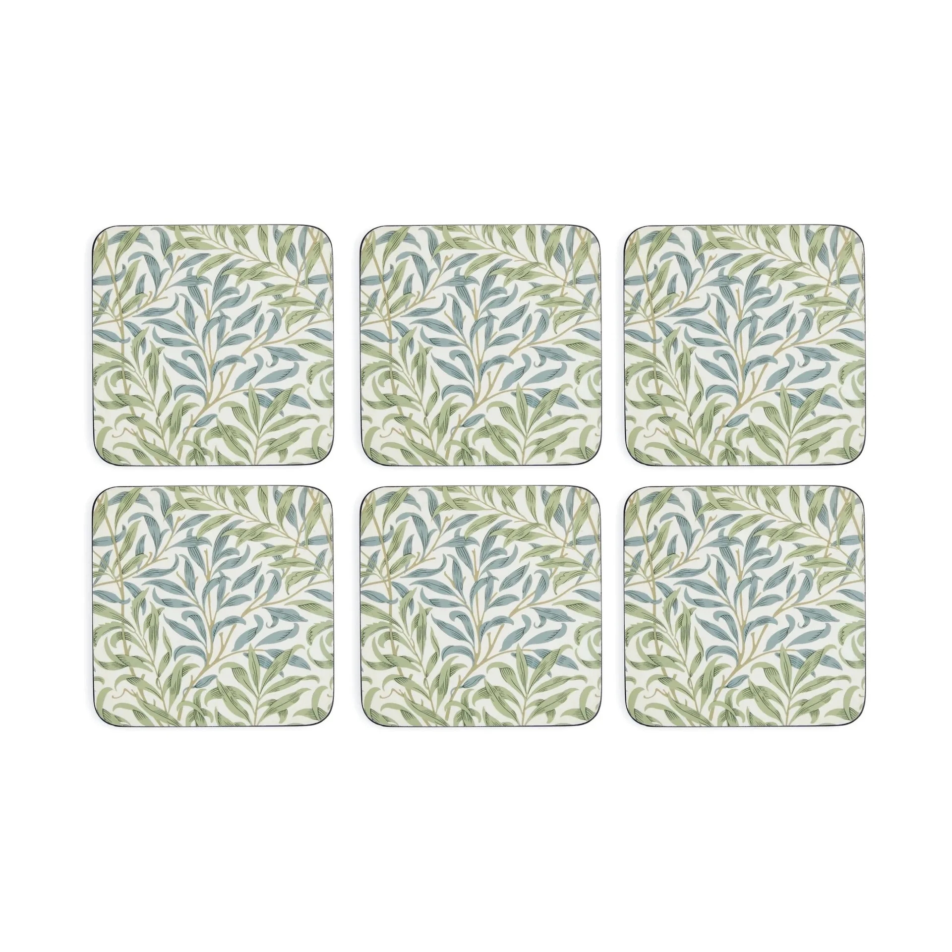 Morris & Co Willow Bough コースター 6枚セット, Green, blue Pimpernel | ピンパーネル