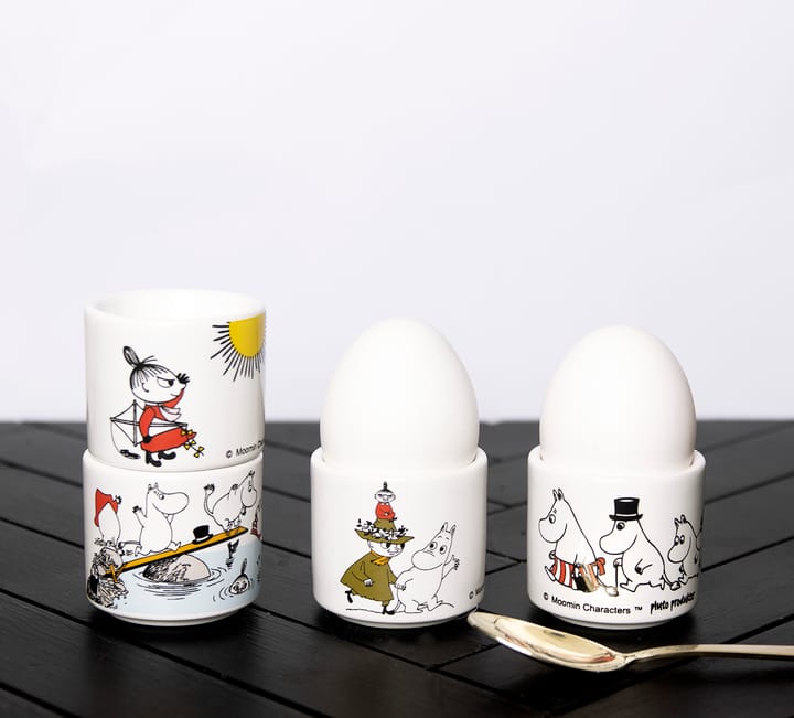 ムーミン カラー エッグカップ 4ピース, White with motif Pluto Design