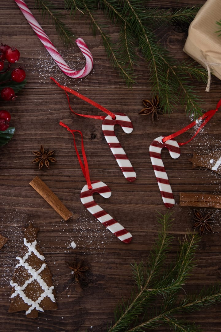 Candy cane クリスマスツリー オーナメント 3個セット, White-red Pluto Design