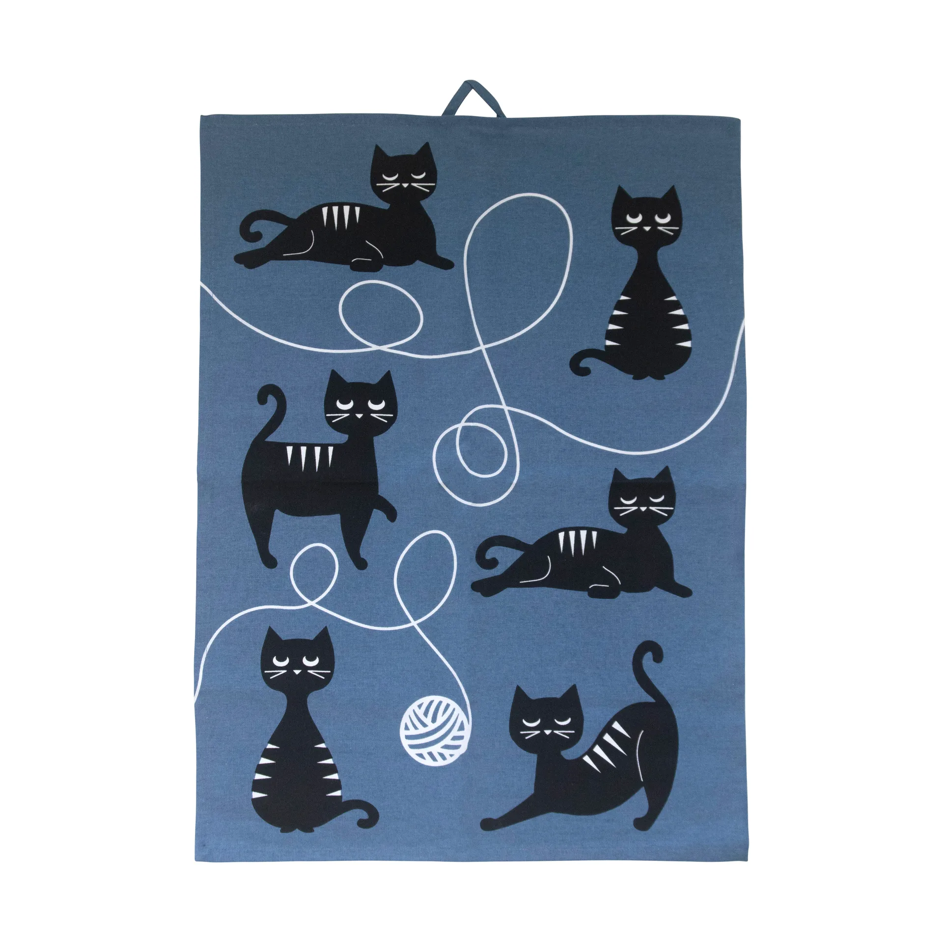 Cat family キッチンタオル 50x70 cm, Blue-black-white Pluto Design