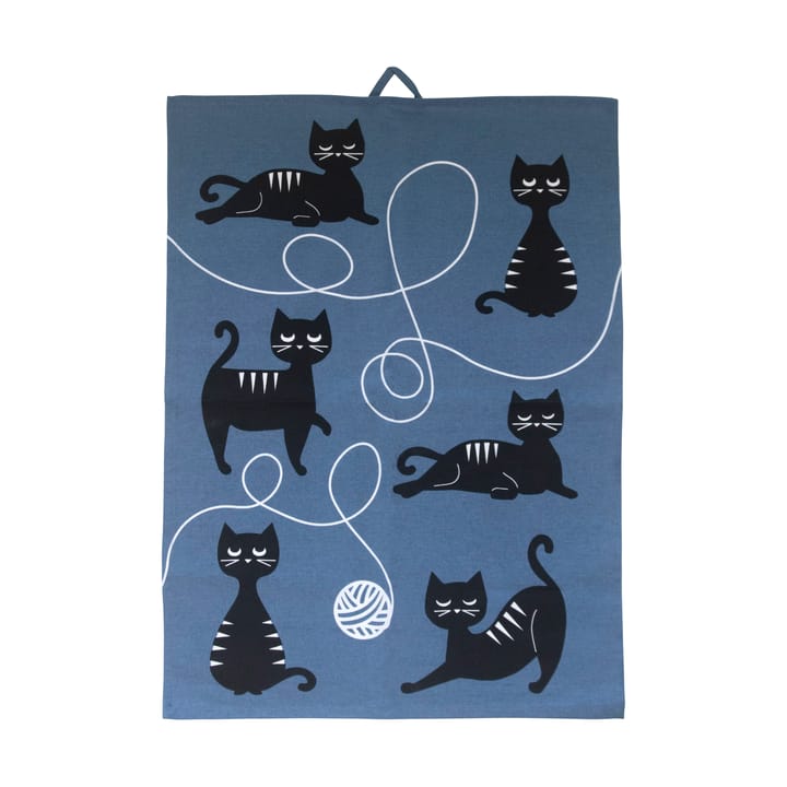 Cat family キッチンタオル 50x70 cm - Blue-black-white - Pluto Design