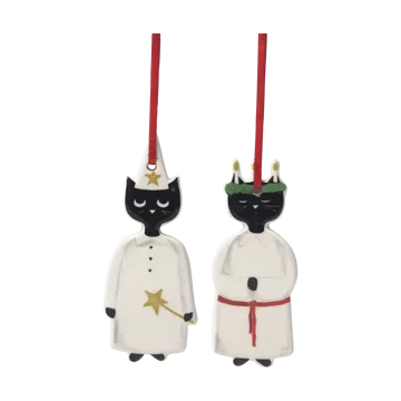 Christmas キャットオーナメント 2ピース - Black-white - Pluto Design
