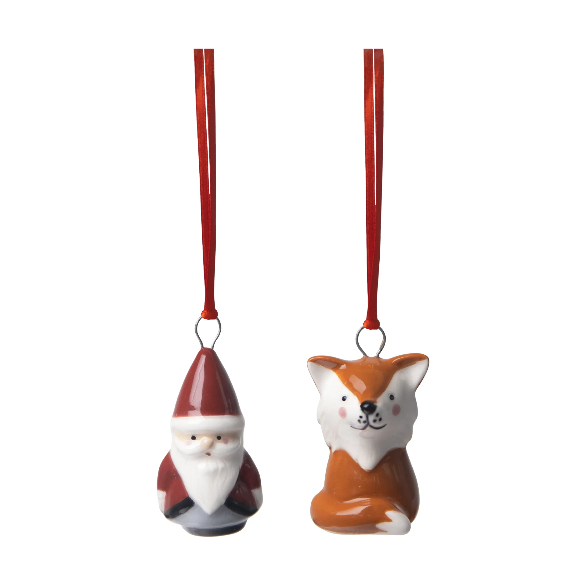 Fox & Santa デコレーションハンガー 2パーツ, Red-white-brown Pluto Design