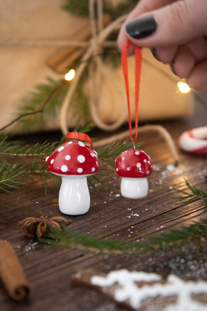 Mushroom クリスマスツリー オーナメント 2 st - White-red - Pluto Design