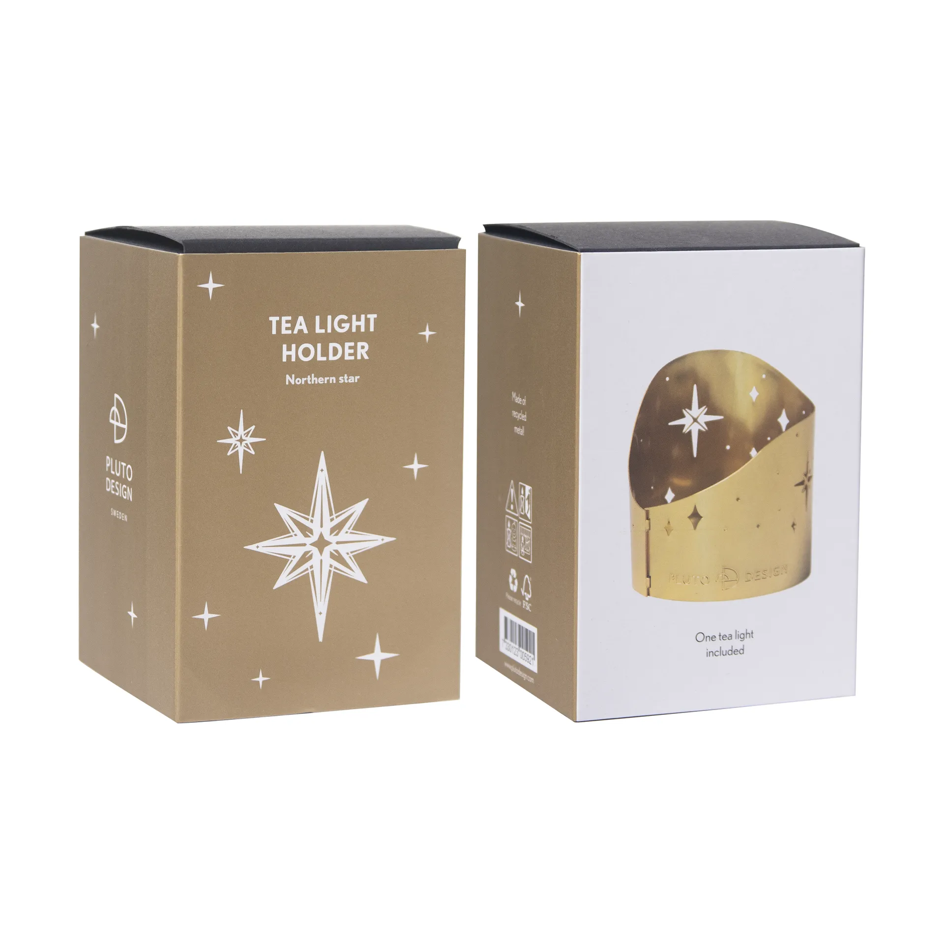 Northern star ティーライトホルダー 真鍮 Ø6.5 cm, Gold-plated metal Pluto Design