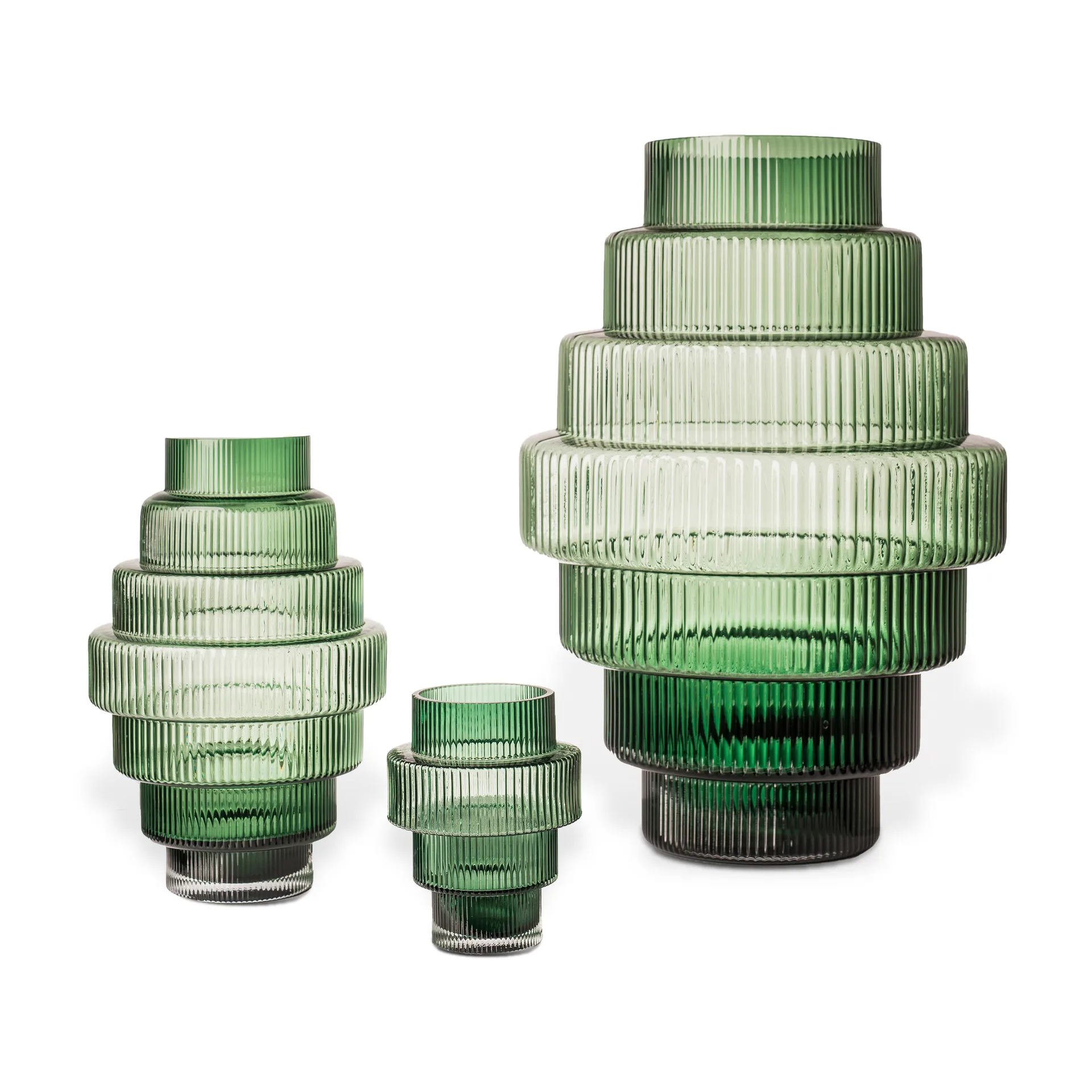 Steps ティーライトホルダー 12 cm, Dark green POLSPOTTEN