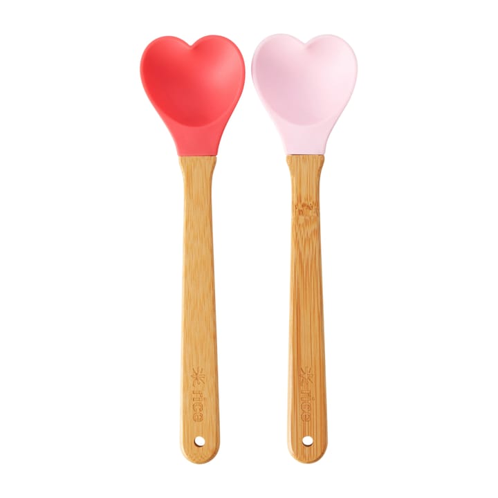 シリコンスプーン (竹製ハンドル) 23 cm 2 ピース - Red-pink - RICE | ライス
