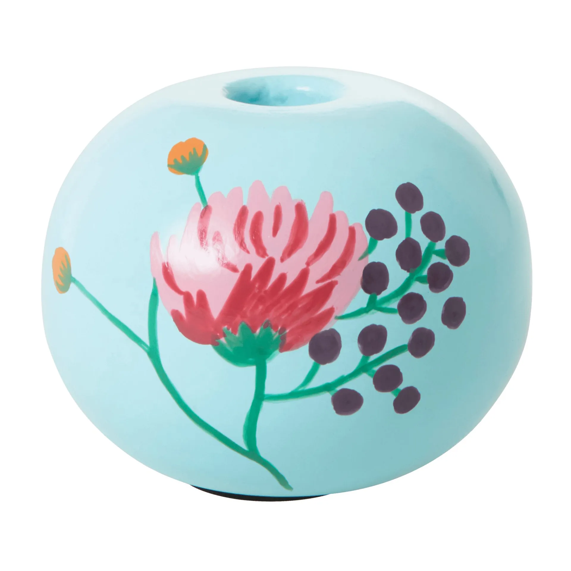Rice キャンドルスティック Ø10 cm, Mint-handpainted flower RICE | ライス