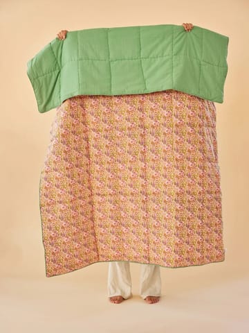 Rice コットンスロー フラワー 140x200 cm - Multi-green - RICE | ライス