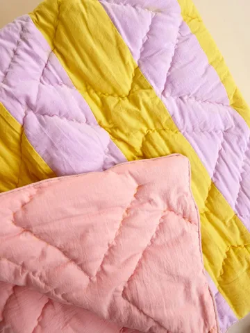 Rice コットンスロー ストライプ 140x200 cm - Yellow-lavender-pink - RICE | ライス