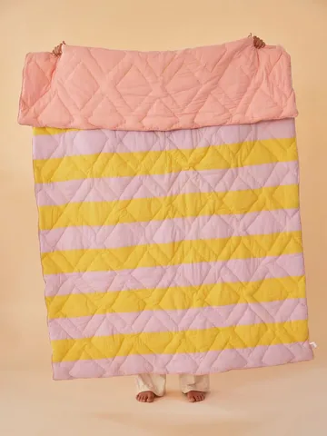 Rice コットンスロー ストライプ 140x200 cm - Yellow-lavender-pink - RICE | ライス