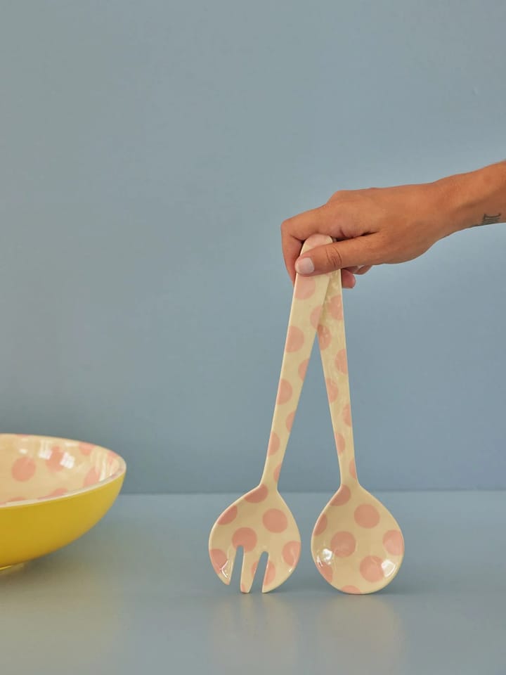 Rice サラダカトラリー メラミン 2ピース, Pink dots RICE | ライス