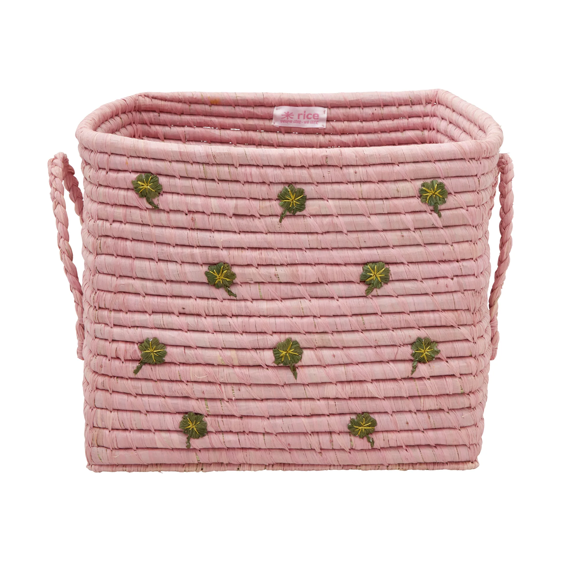 Rice ラフィアボックス ハンドル付き 30x30 cm, Pink RICE | ライス