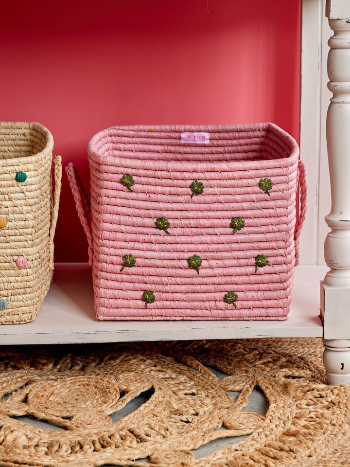 Rice ラフィアボックス ハンドル付き 30x30 cm, Pink RICE | ライス