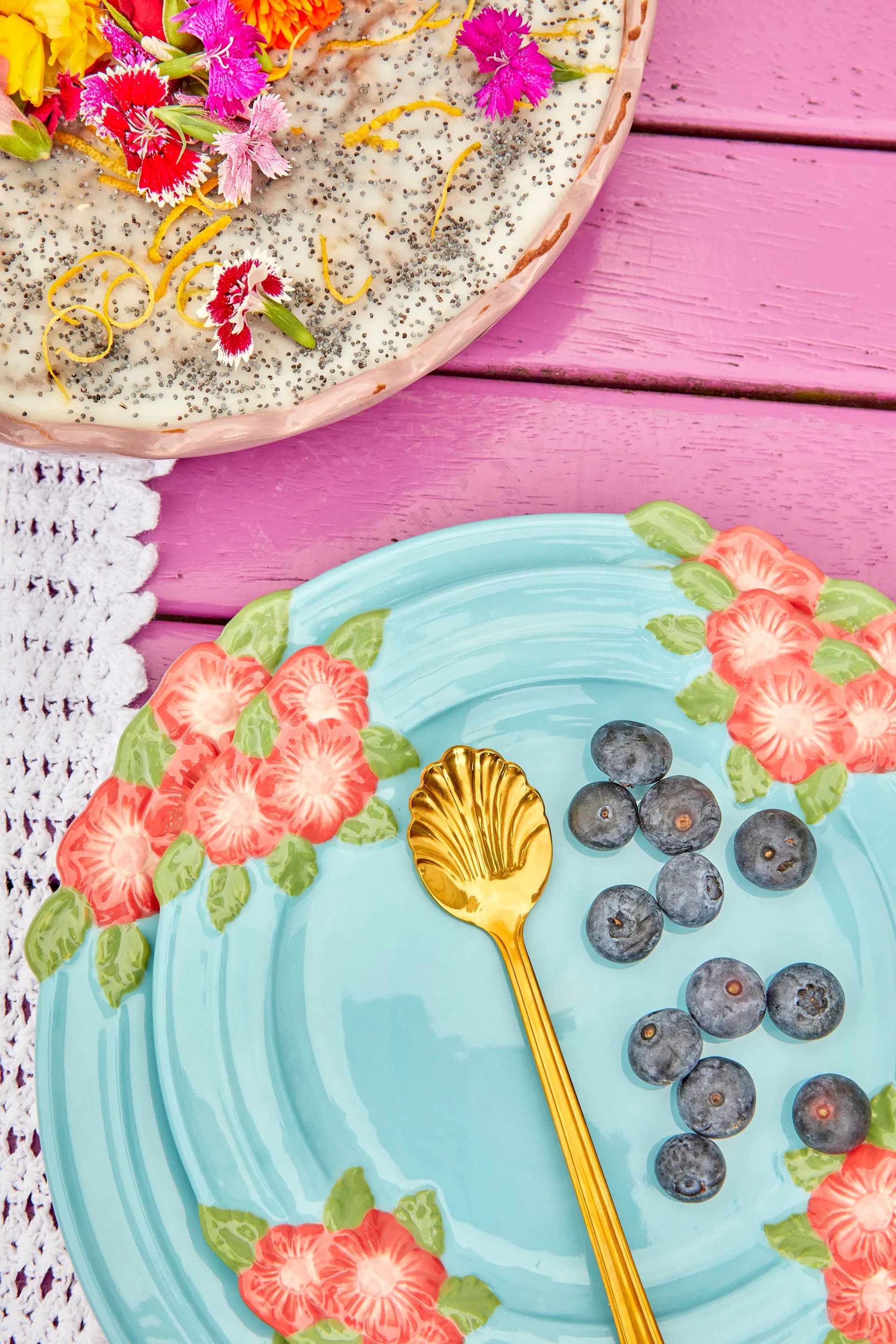 Rice Embossed Flower セラミックプレート Ø25.5 cm, Mint RICE | ライス