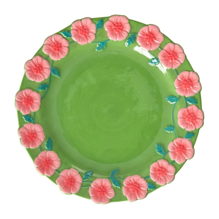 Rice Embossed Flower セラミックプレート Ø25.5 cm - Sage green - RICE | ライス