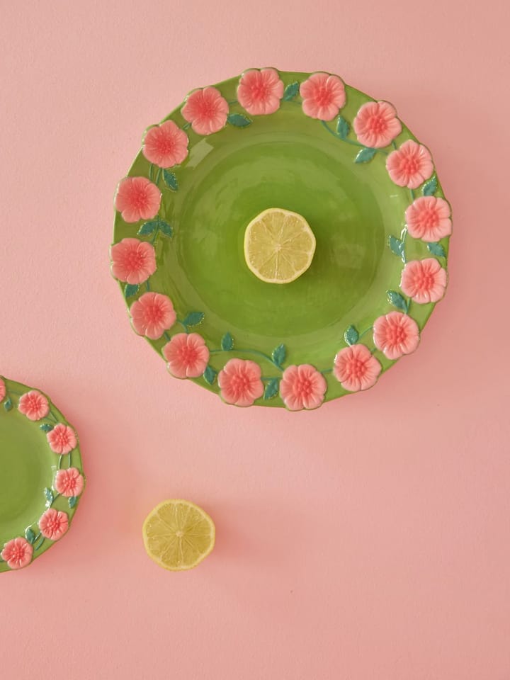 Rice Embossed Flower セラミックプレート Ø25.5 cm, Sage green RICE | ライス