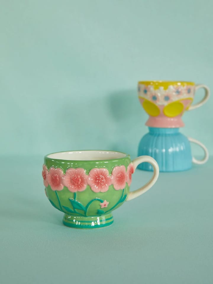 Rice Embossed Flower セラミック マグ 30 cl, Sage green RICE | ライス