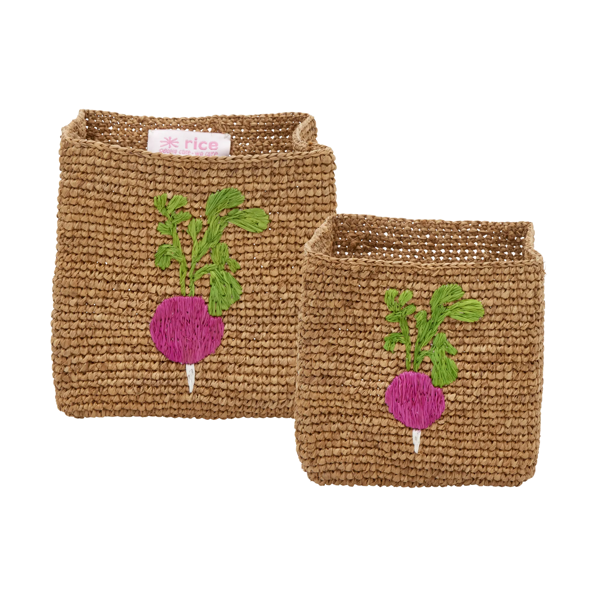 Rice Raffia 収納バスケット 2個セット, Radish Embroidery-Tea RICE | ライス