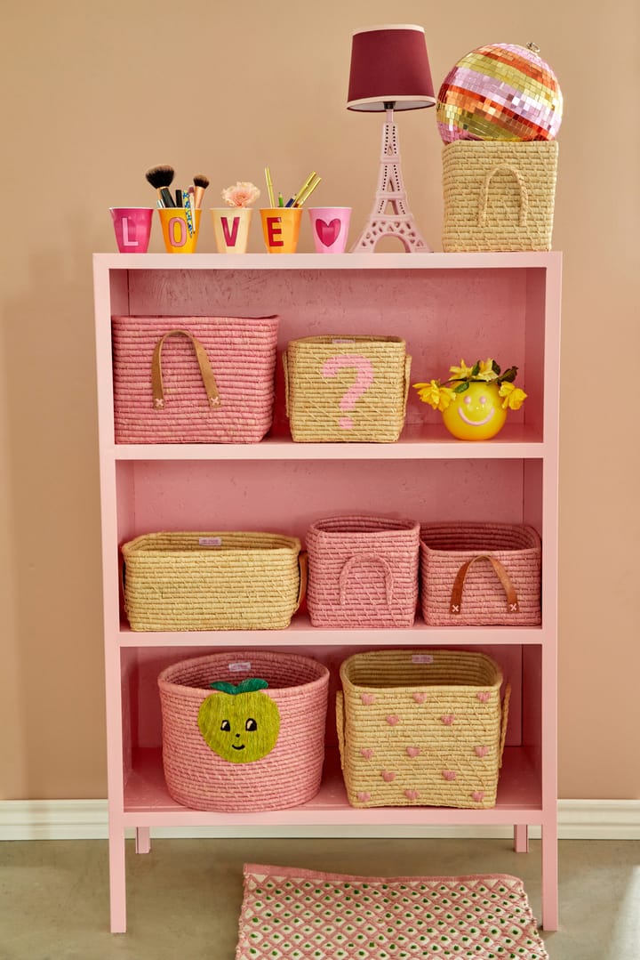 Rice raffia ハンドル付きボックス 20x20 cm, Soft pink RICE | ライス