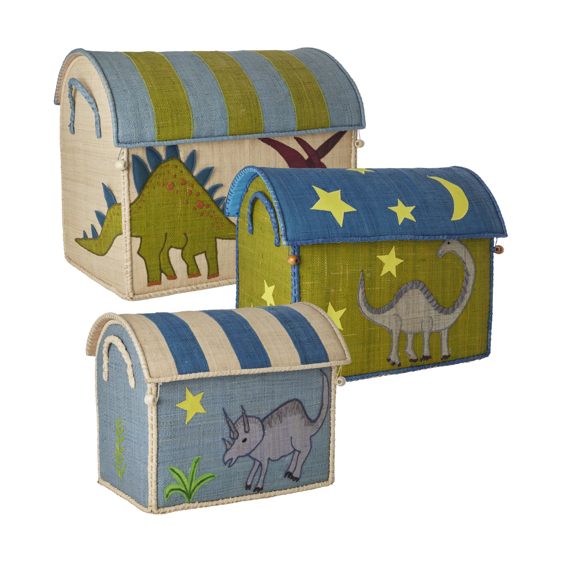 Rice Raffia 収納バスケット 3個セット, New Dinosaur Theme RICE | ライス