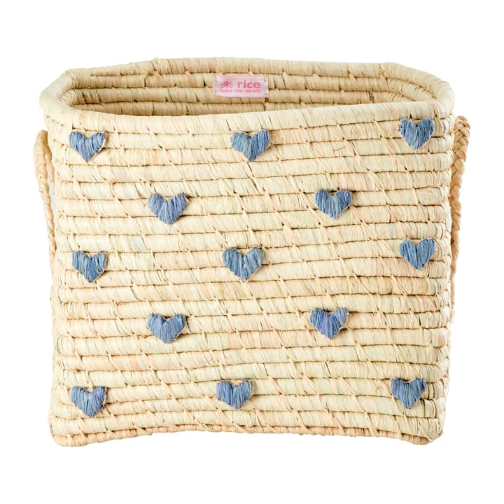 Rice raffia ボックス ハンドル付き 30x30 cm - Blue hearts - RICE | ライス