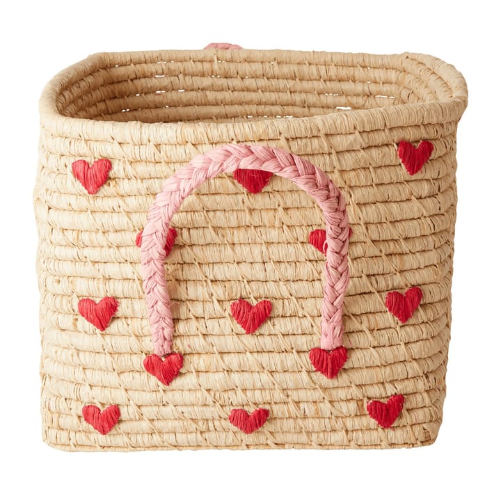 Rice raffia ボックス ハンドル付き 30x30 cm - Red hearts - RICE | ライス