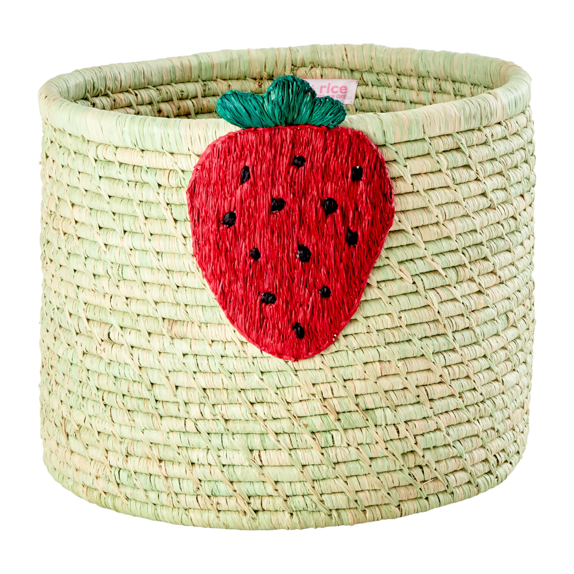 Rice raffia 収納ボックス Ø35 cm, Strawberry embroidery RICE | ライス