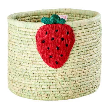 Rice raffia 収納ボックス Ø35 cm - Strawberry embroidery - RICE | ライス