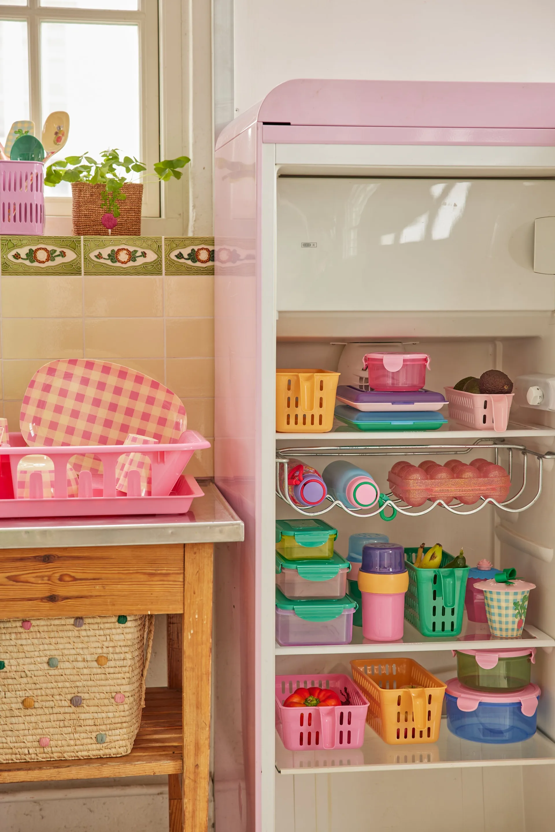 Rice Raffia 収納バスケット ドット, Dove Blue RICE | ライス