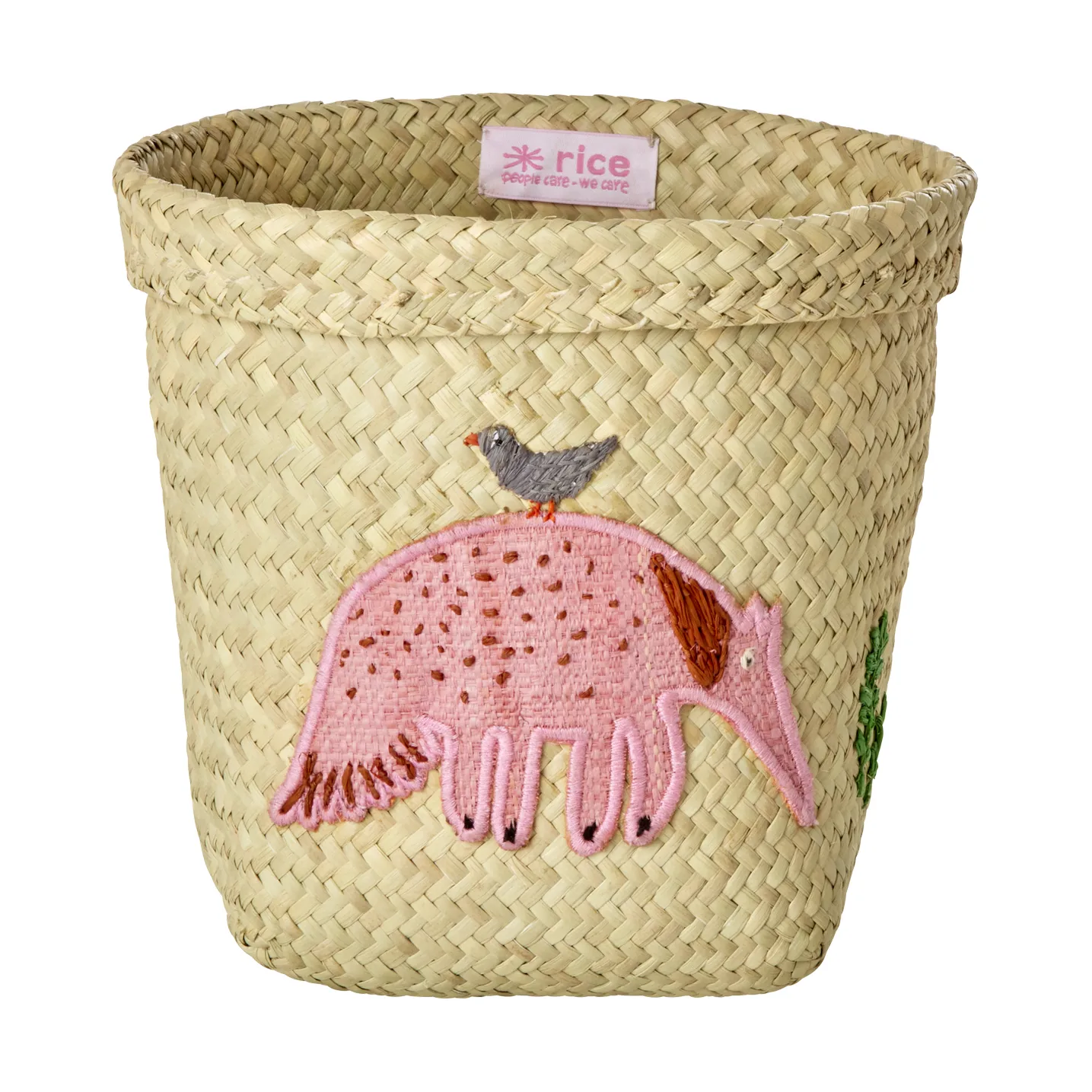 Rice Raffia 収納バスケット round 2個セット, Animal Embroidery-Pink-orange RICE | ライス