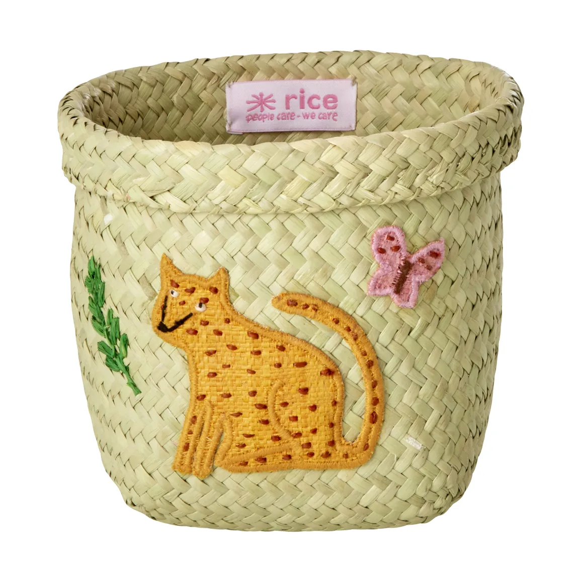 Rice Raffia 収納バスケット round 2個セット, Animal Embroidery-Pink-orange RICE | ライス