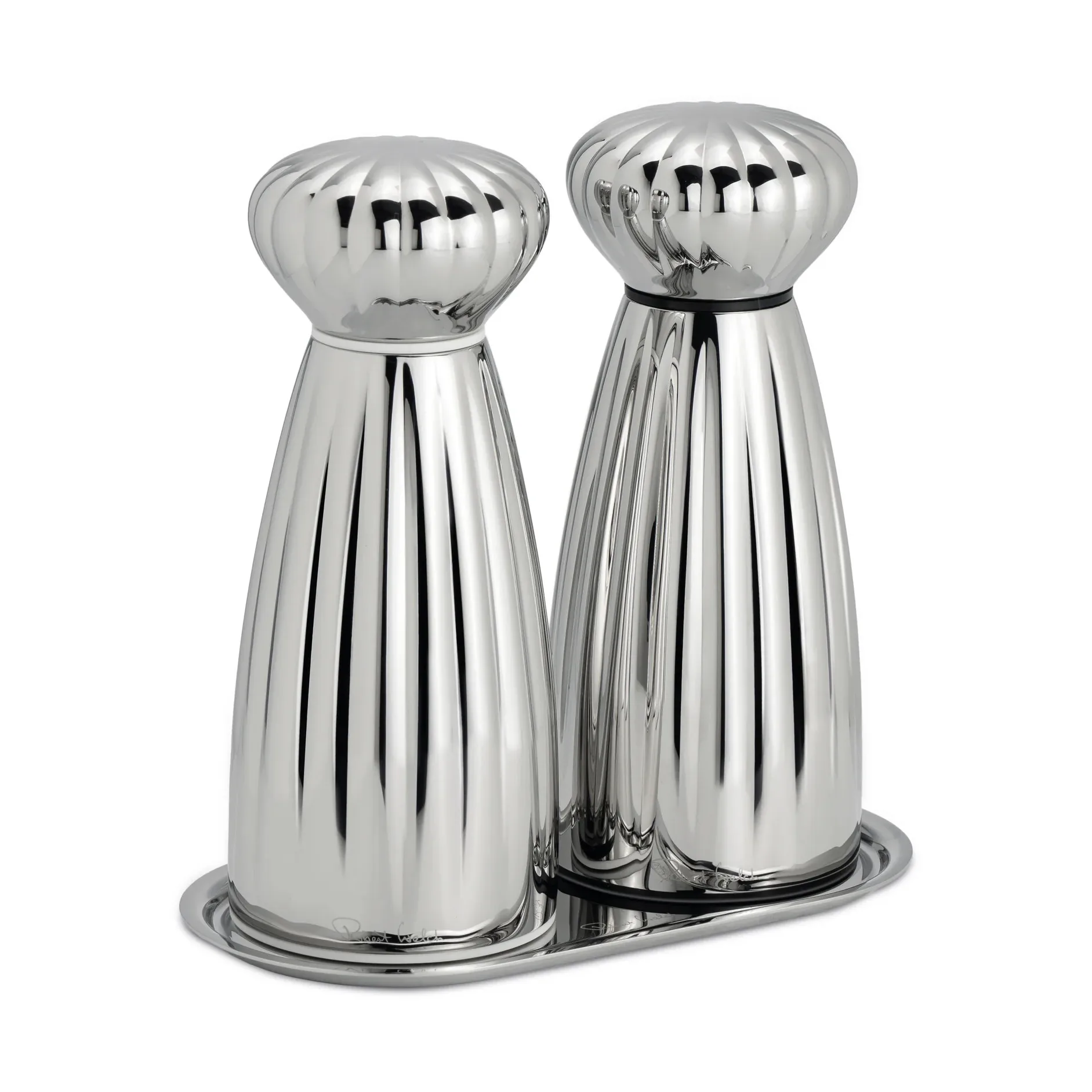Palm Bright ソルト＆ペッパーミルセット, Small-stainless steel, with tray Robert Welch | ロバート ウェルチ