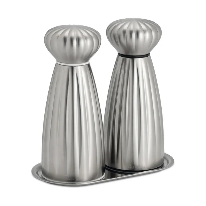Palm Satin ソルト＆ペッパーミルセット - Small-stainless steel, with tray - Robert Welch | ロバート ウェルチ